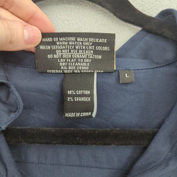 Christine Alexander Top Womens Large Navy Swarovski Crystal Button Up Bling - Picture 5 of 6